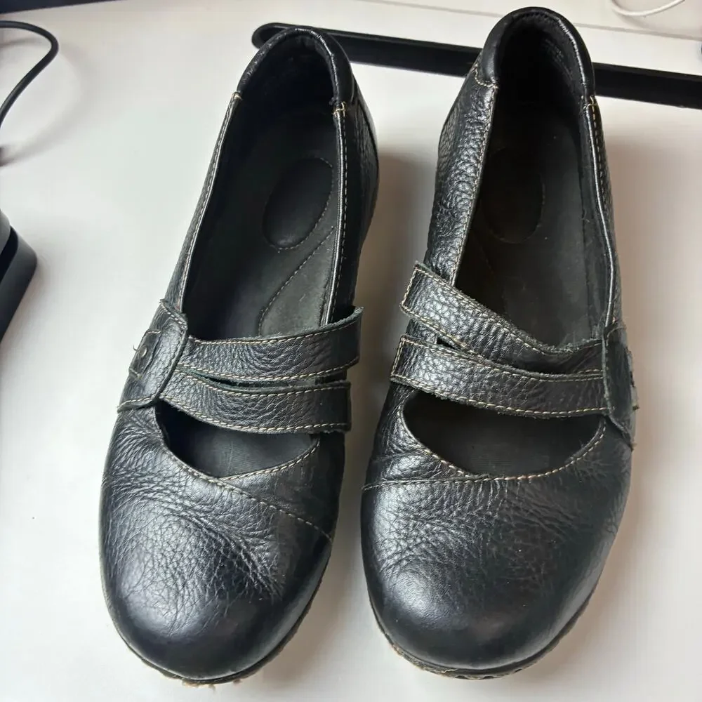 Clarks Ashland Twist Bendables Black Leather Mary Jane Loafers Women 7.5 Comfort